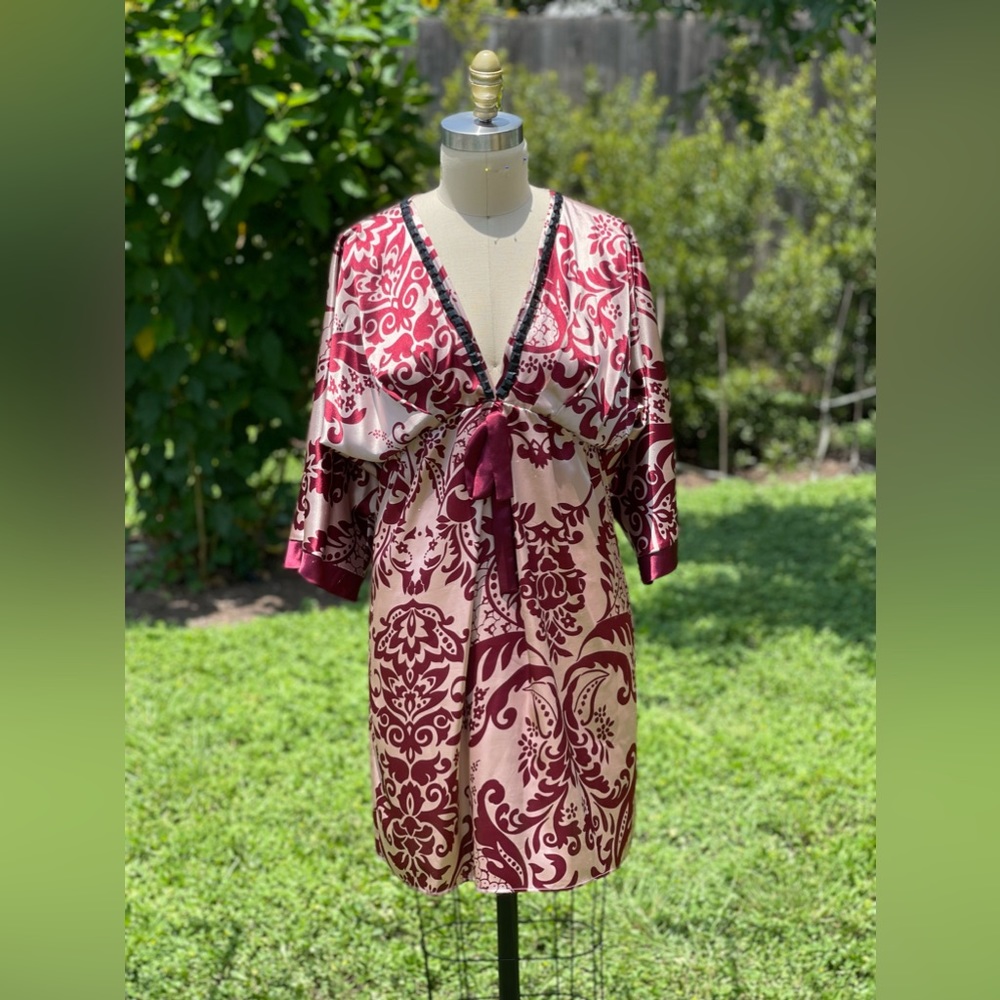 BCBGMaxAzria burgundy patterned mini dress